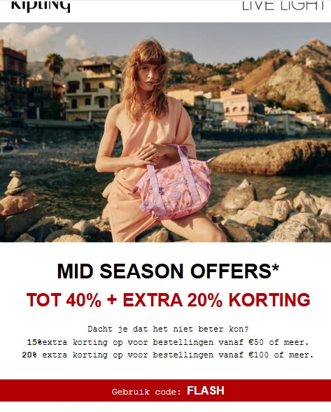 tot -20% extra korting op reeds afgeprijsde artikelen bij kipling