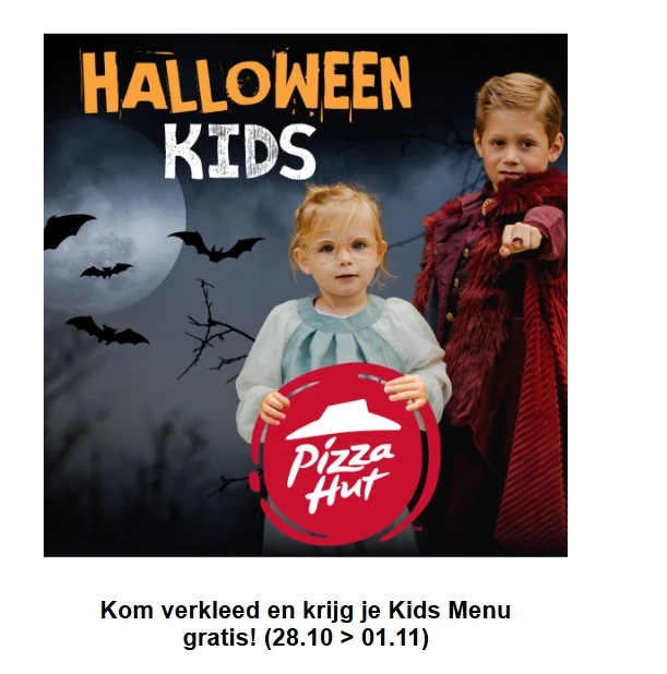 Gratis kidsmenu bij pizza hut