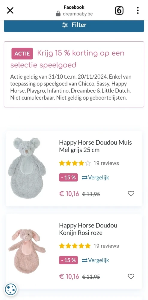 15% korting op een selectie speelgoed bij Dreambaby