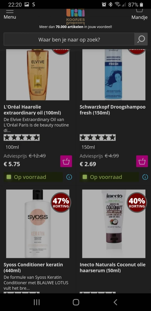Koopjes drogisterij shampoo 50%