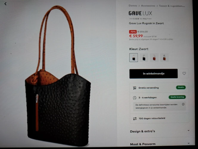 Gave Lux Rugzak in Zwart -70%