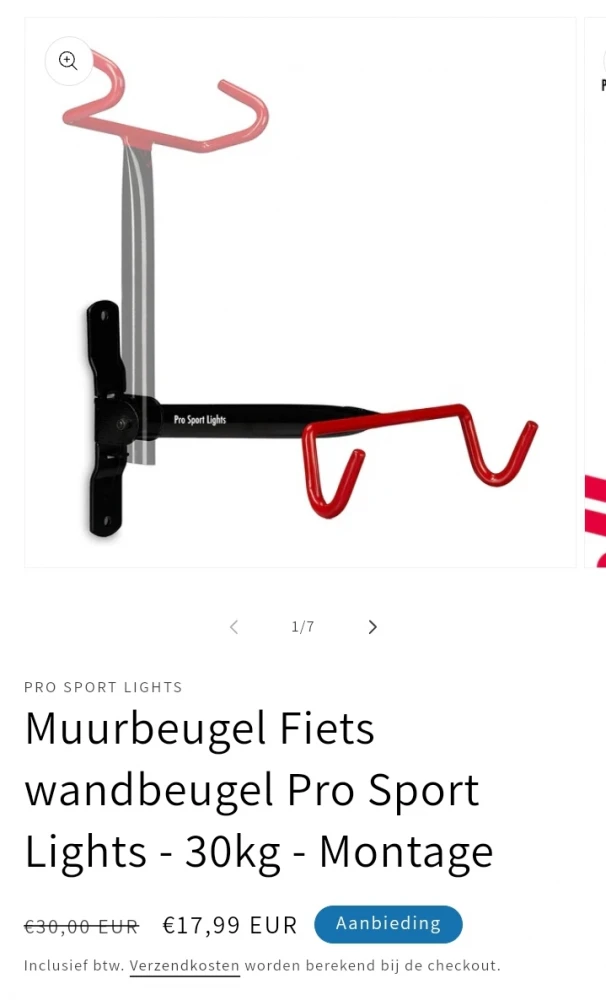 Fiets wandbeugel Pro Sport Lights