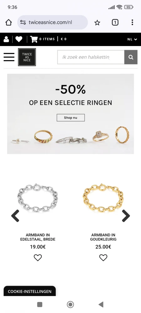 -50% op ringen bij Twice as nice