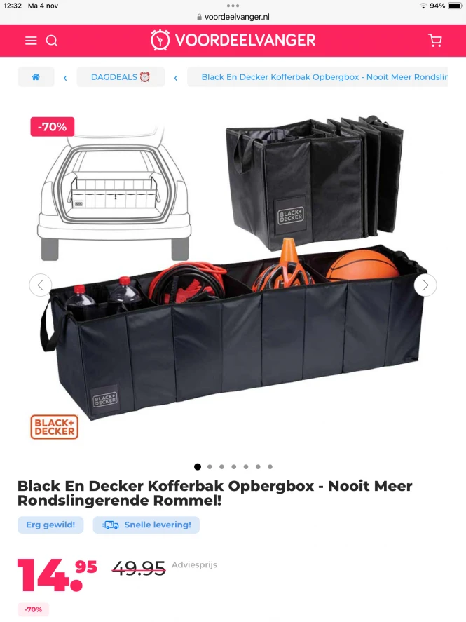 Black En Decker Kofferbak Opbergbox