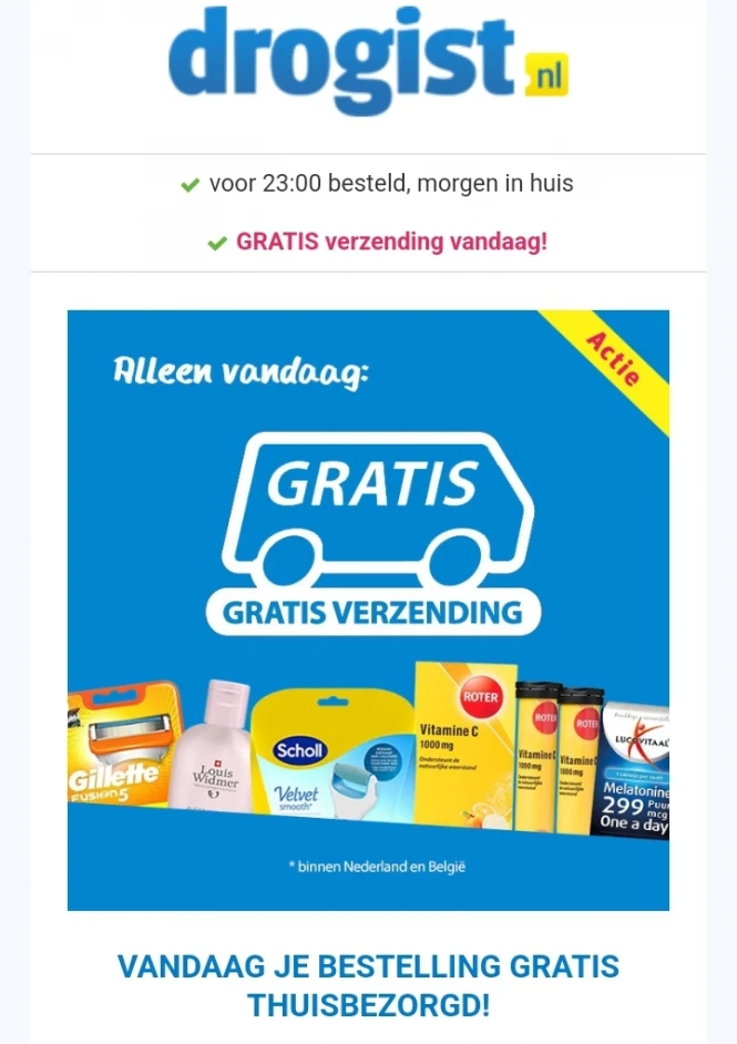 Gratis verzending Drogist.nl