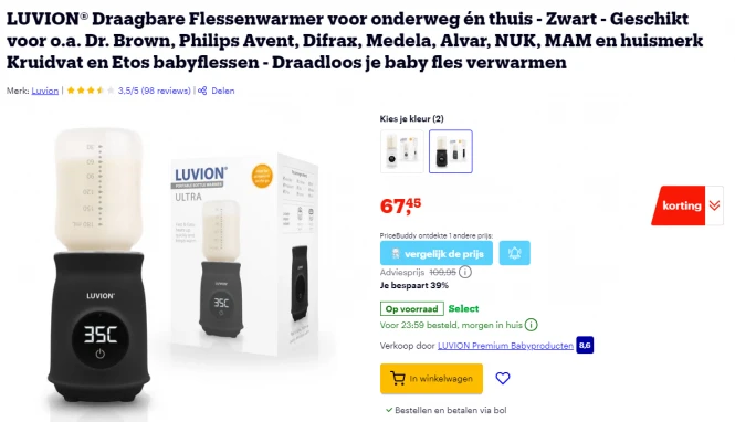 Tot -39% draagbare flessenwarmer LUVION 🍼 universeel