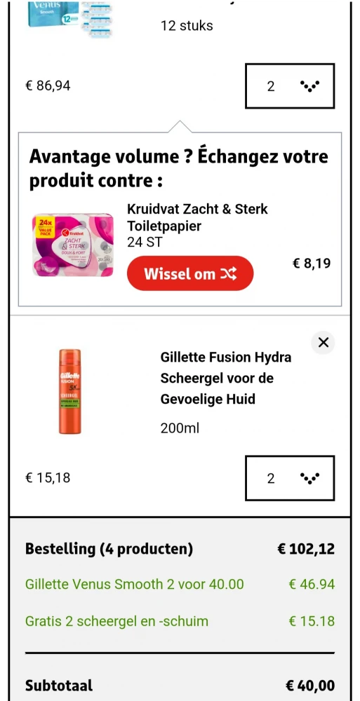Gillette Venus smooth 2 voor €40 + 2 gratis gillette scheergel