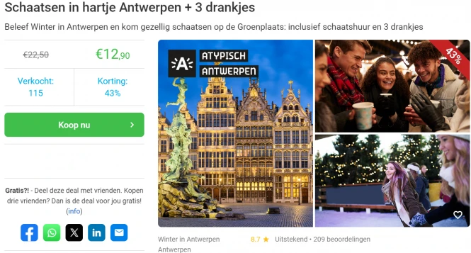 Tot -43% ⛸️ Schaatsen in hartje Antwerpen + 3 drankjes