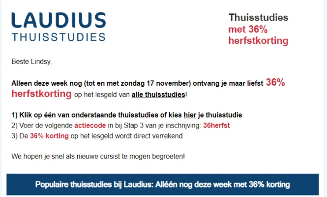 -36% op thuisstudies bij Laudius 📚