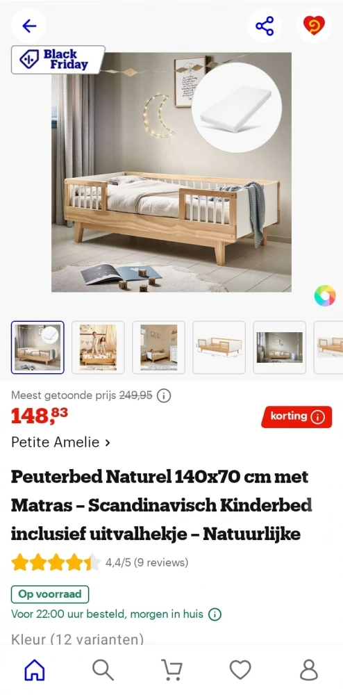 Peuterbed Naturel 140x70 cm met Matras
