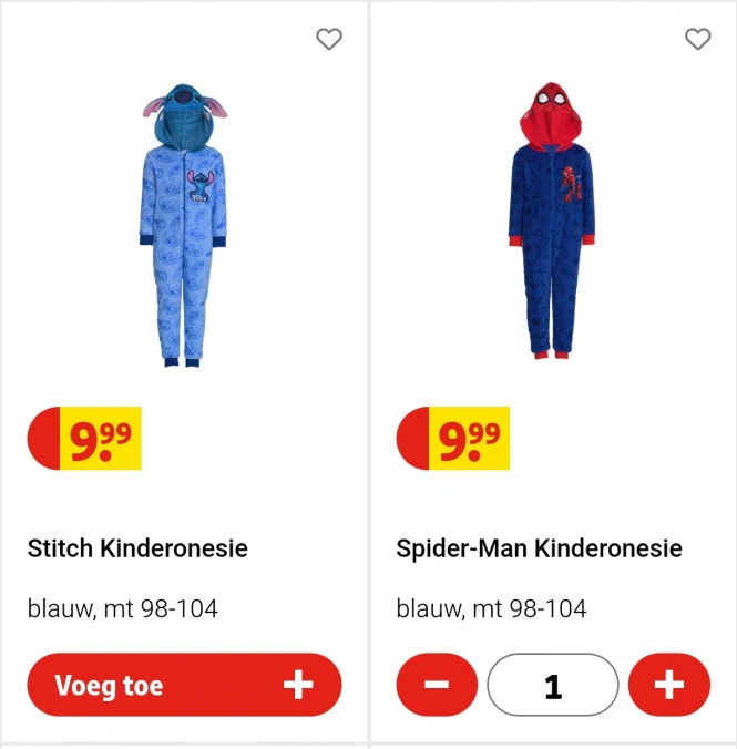 Stitch of Spiderman onesie maat 98/104