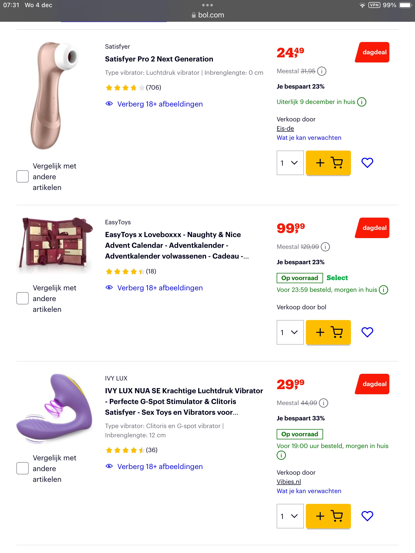 EasyToys en Satisfyer, dagdeal bol