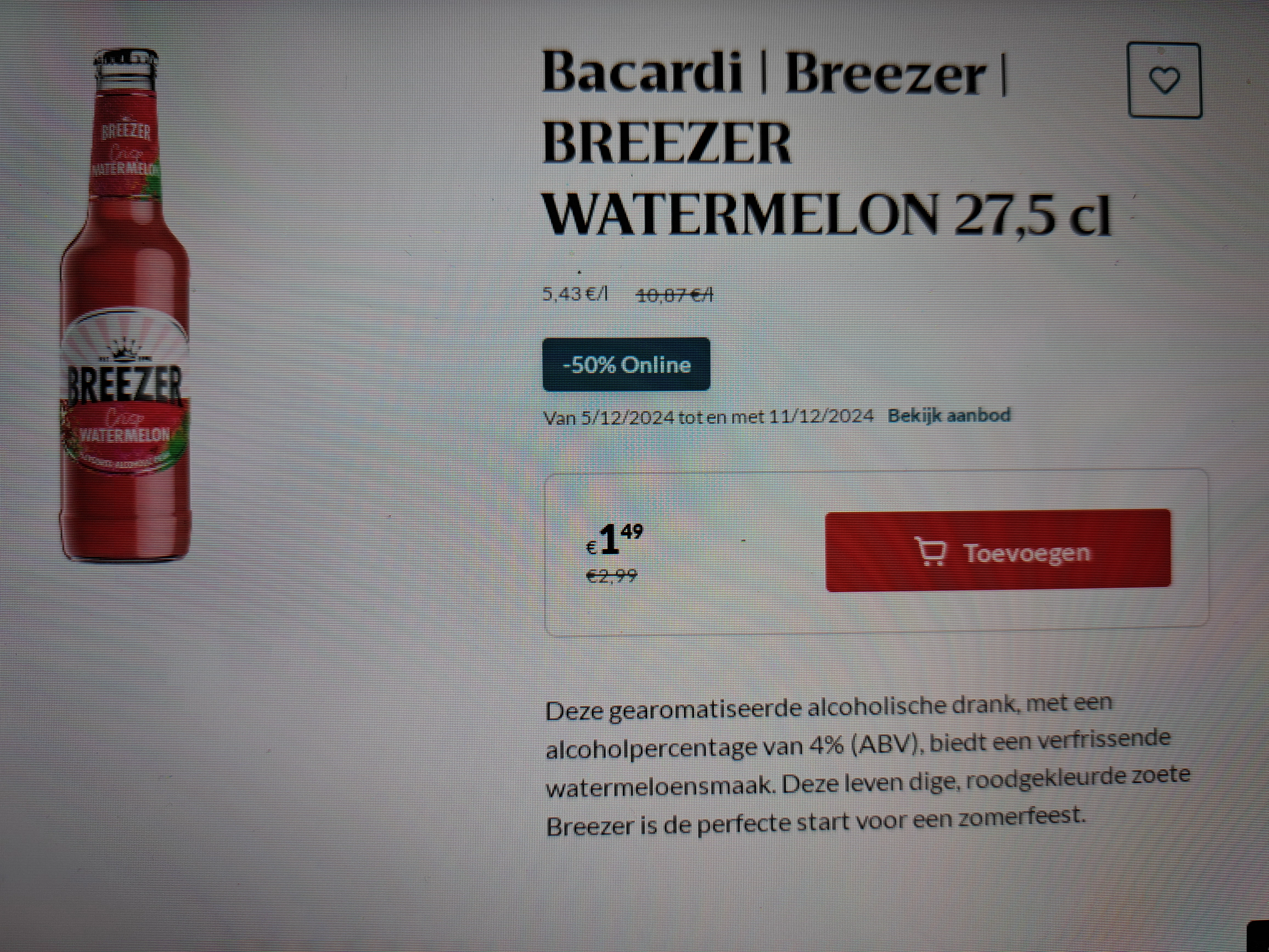 Bacardi Breezer 50% korting