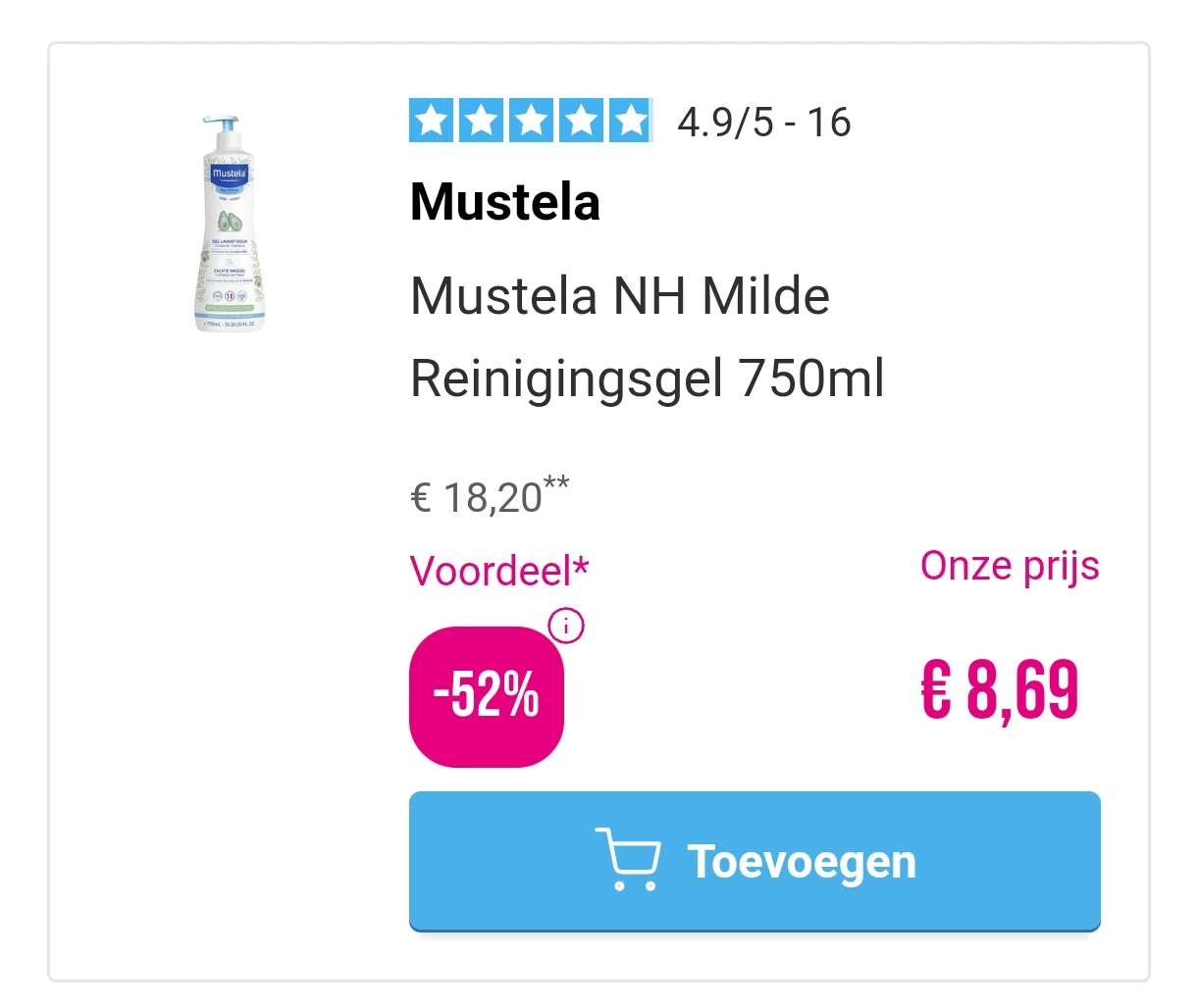 Mustella babyverzorging aan 53% korting 👶