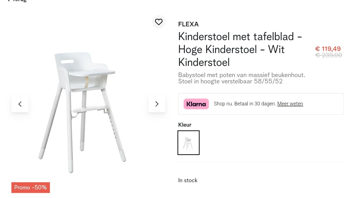 Flexa kinderstoel 50% korting
