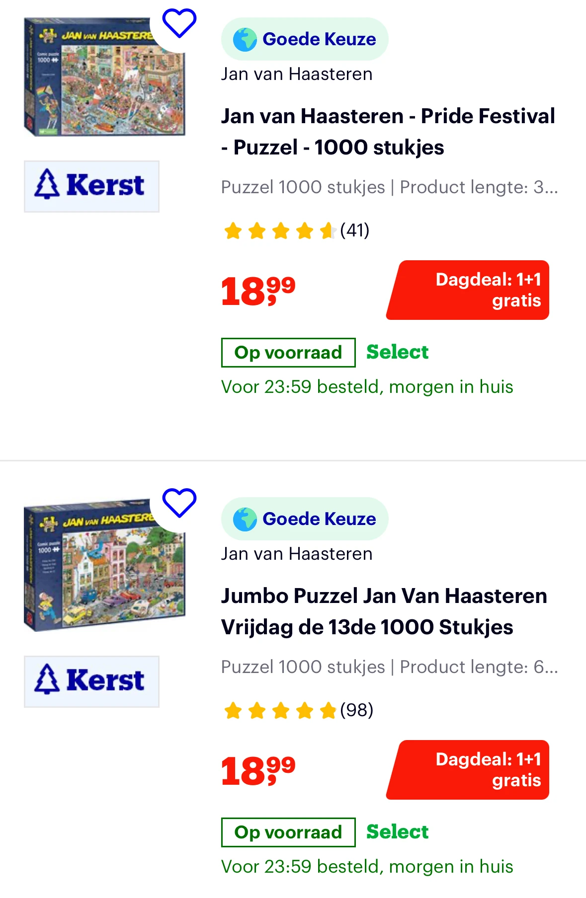 1+1 gratis op puzzels