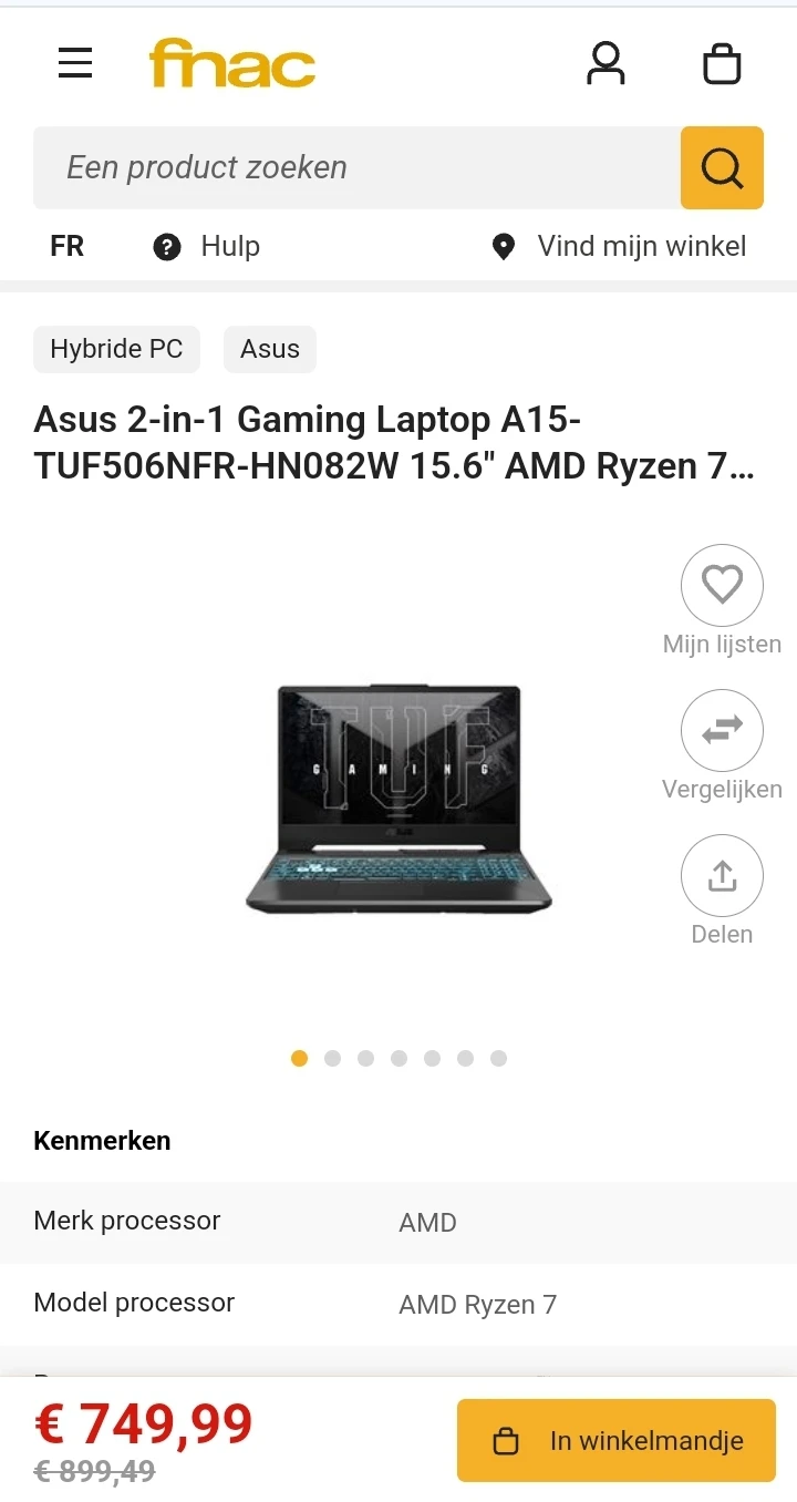 Asus 2-in-1 Gaming Laptop A15-TUF506NFR-HN082W