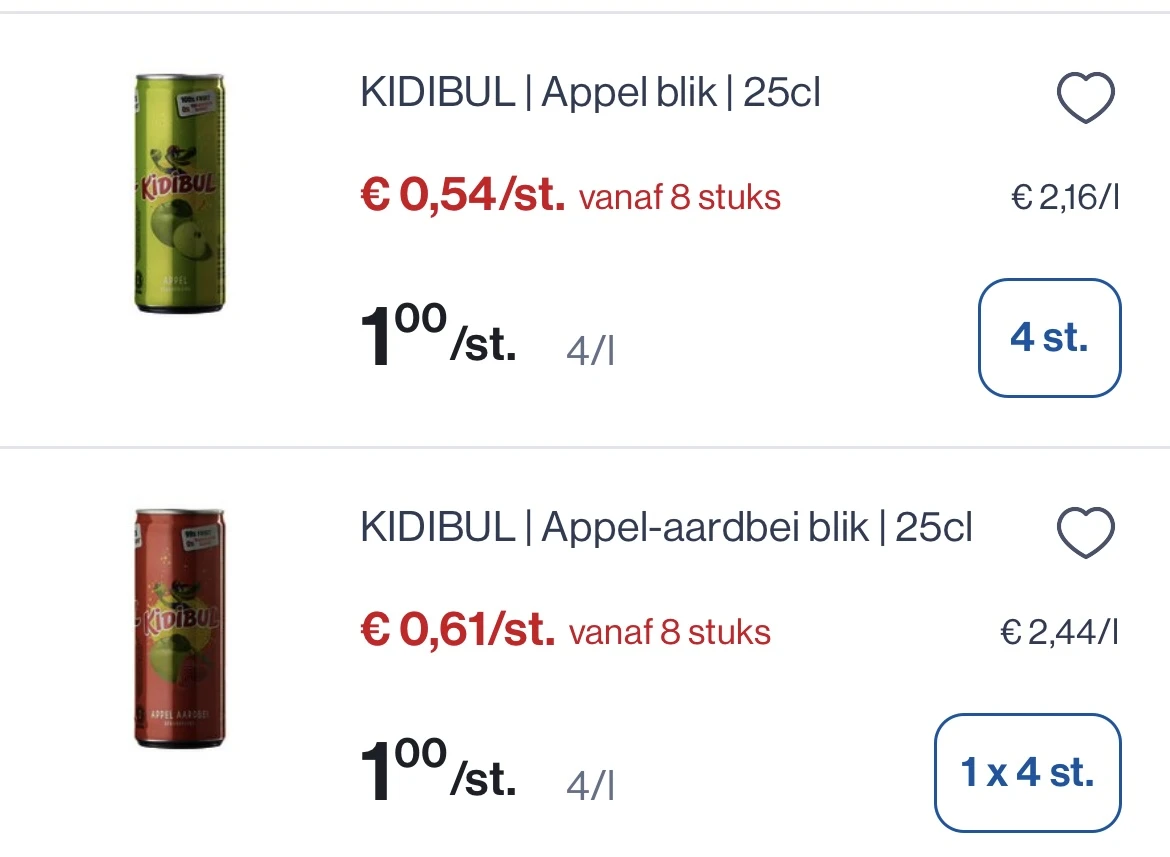 Kidibul 25 cl goedkoper
