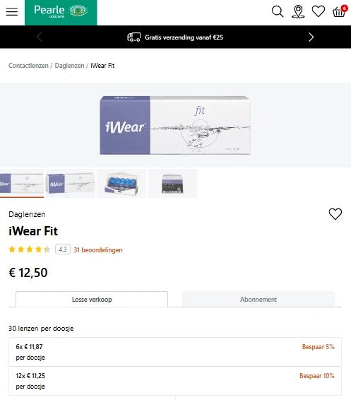 Pakketkorting op lenzen bij Pearle