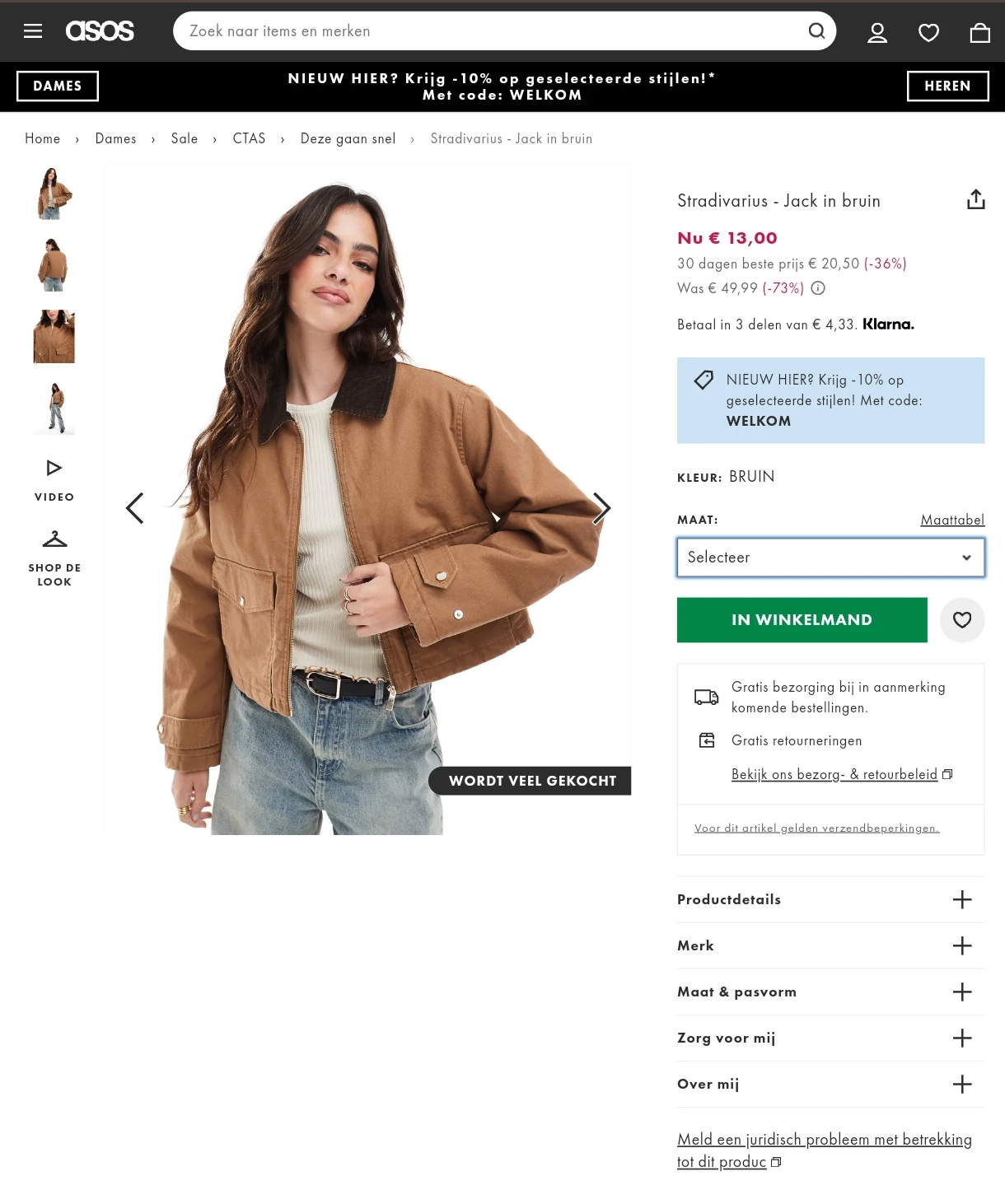 Stradivarius jas bruin