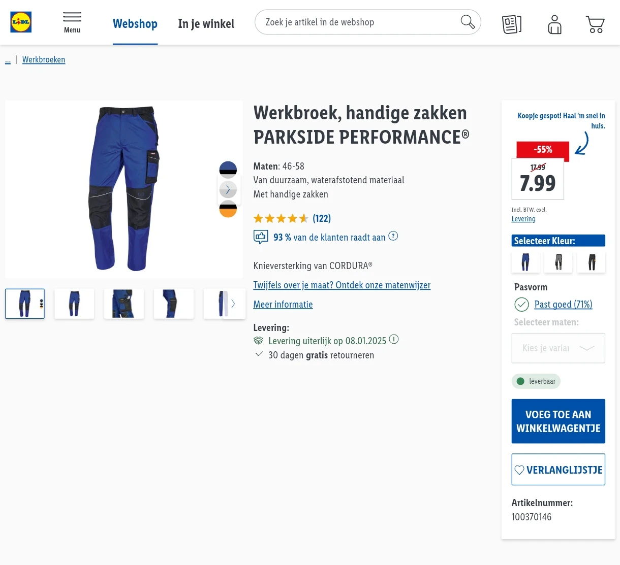 Werkbroek parkside