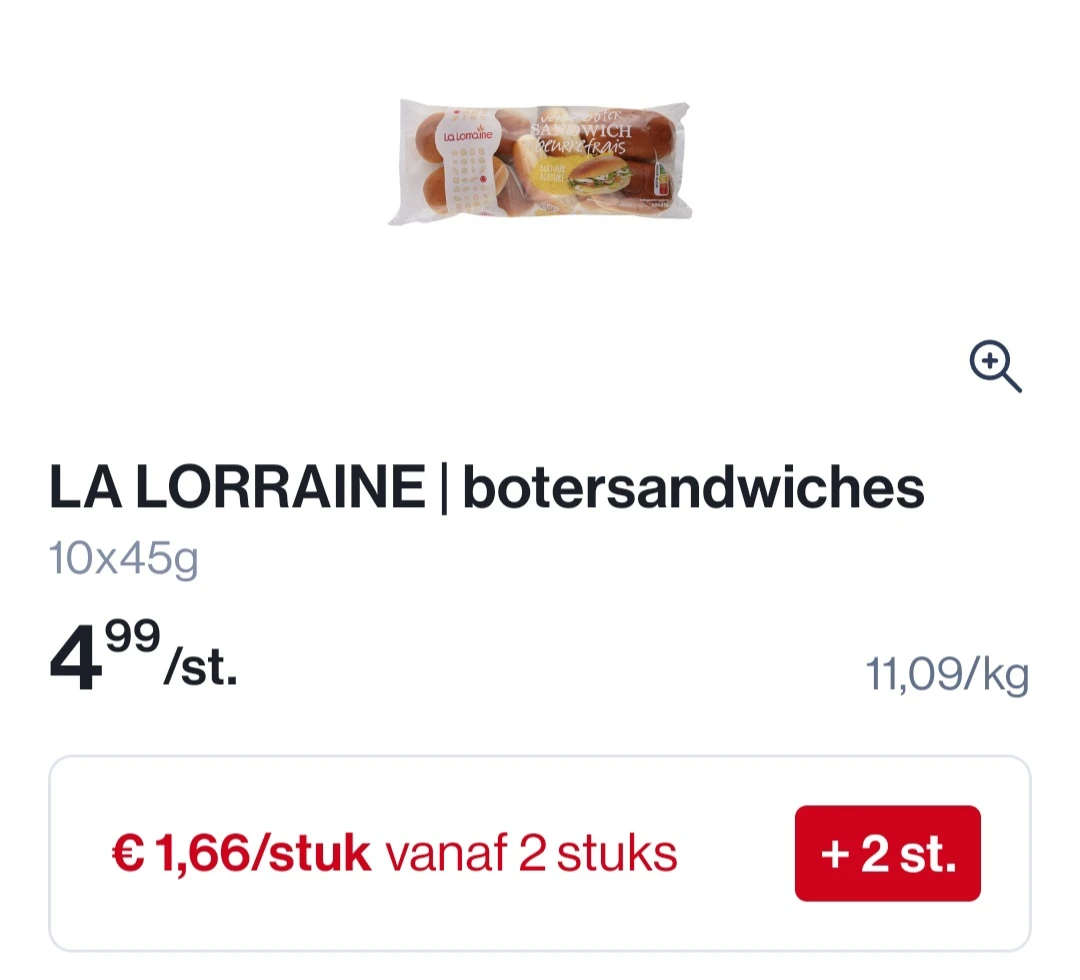 Colruyt la lorraine sandwiches