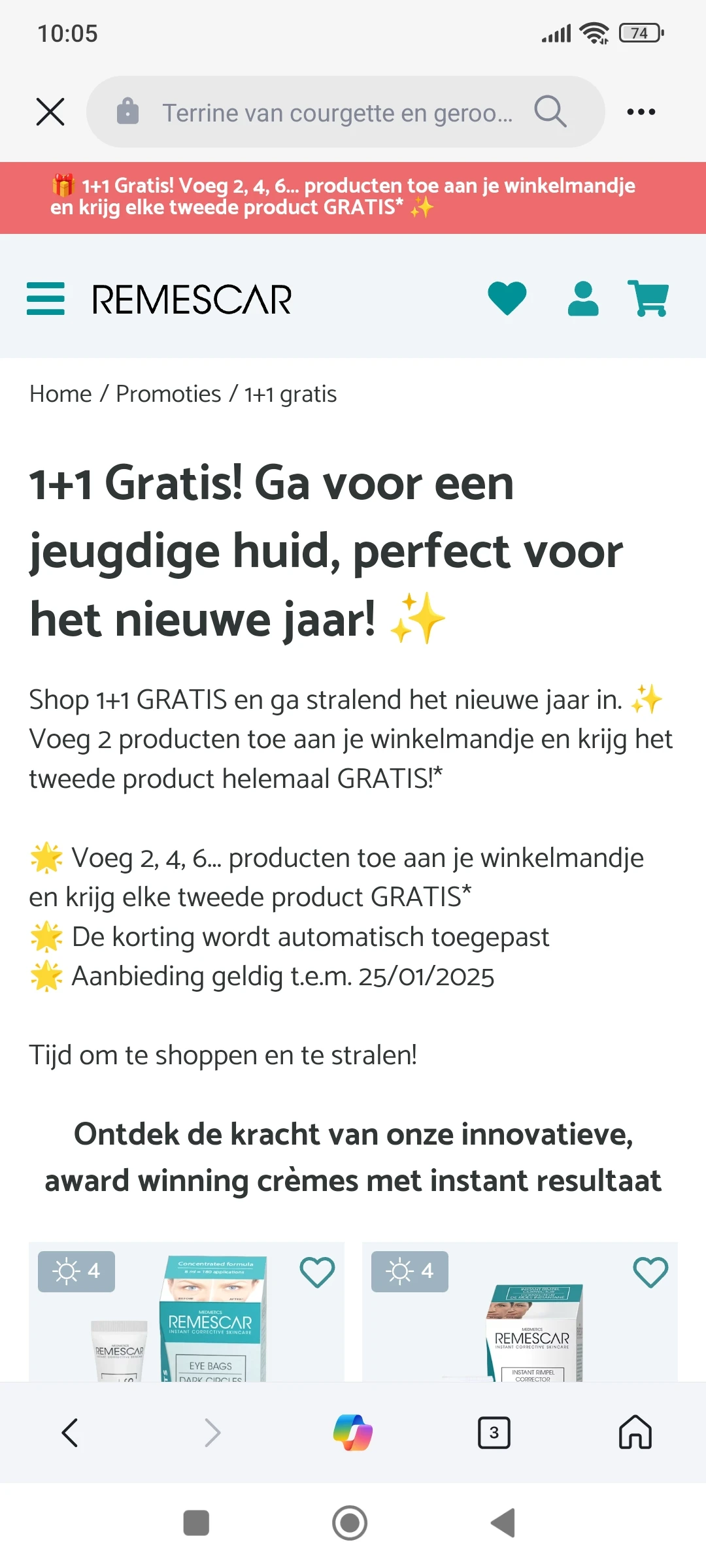 1+1 gratis bij remescar