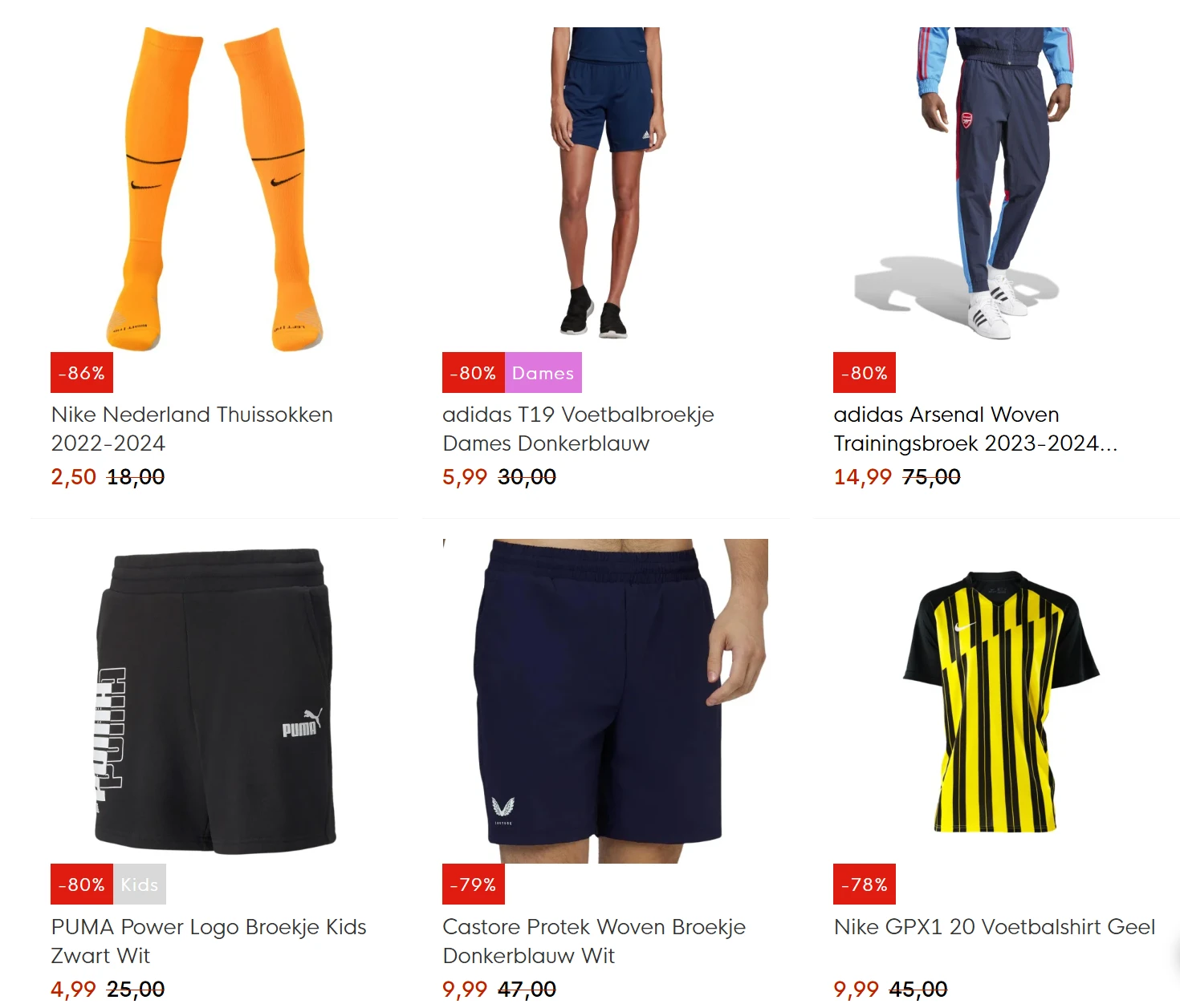 Tot 80% korting op de website van voetbalshop