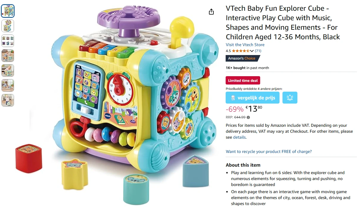 VTech Baby Fun Explorer Cube voor slechts €13,80 bij Amazon DE