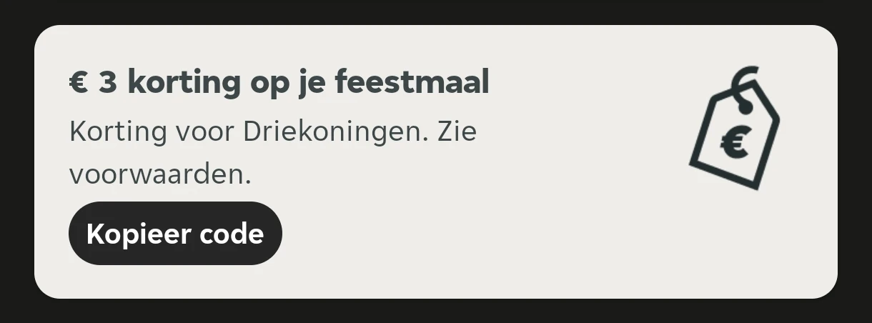 3€ korting bij Takeway