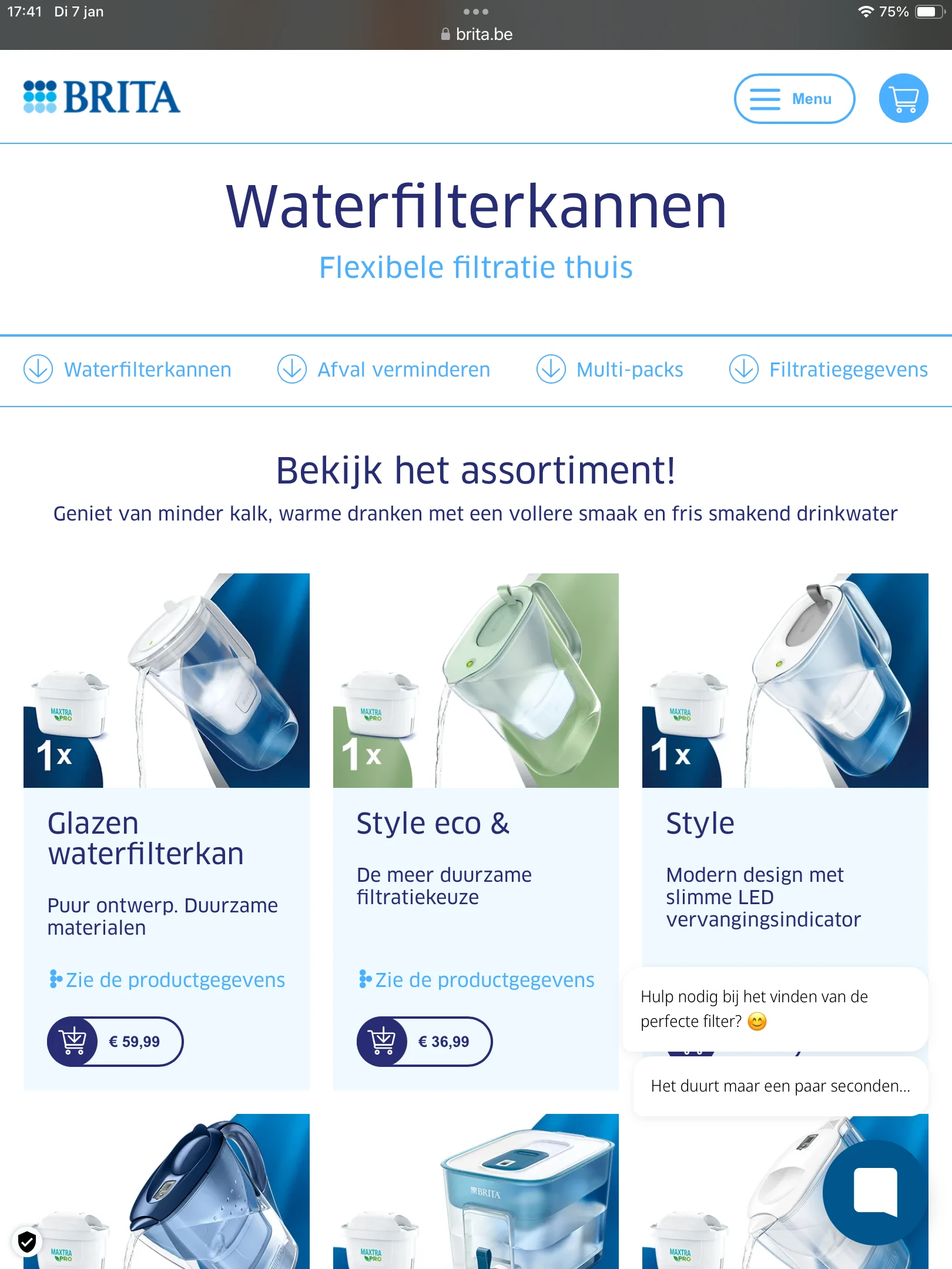Brita Waterfilterkannen glazen en Style