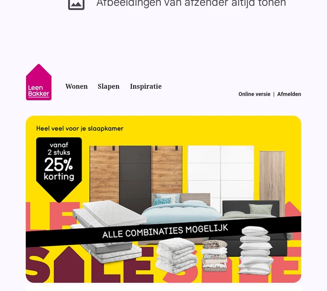 Leen bakker 25% slaapkamerattributen