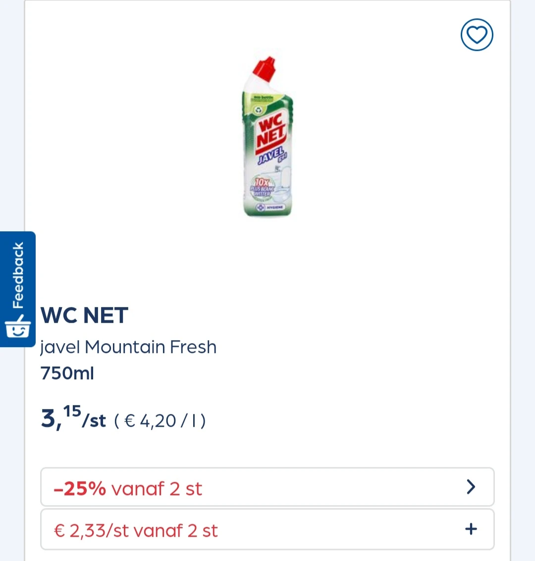 Collect&go WC NET javel Mountain Fresh 750ml