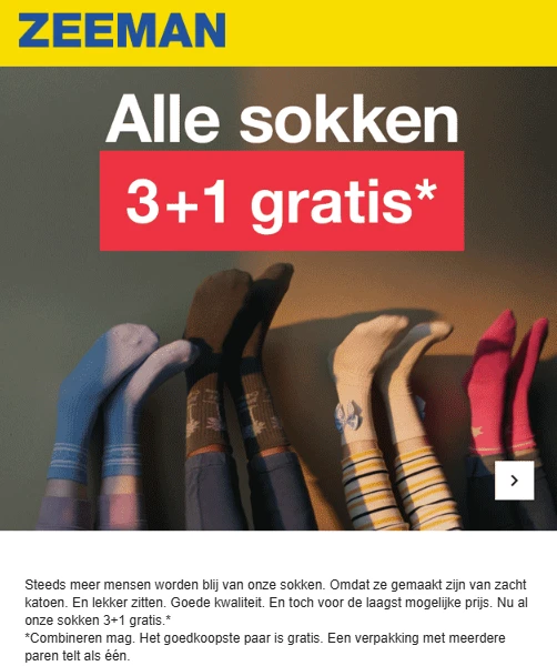 3+1 op sokken bij zeeman