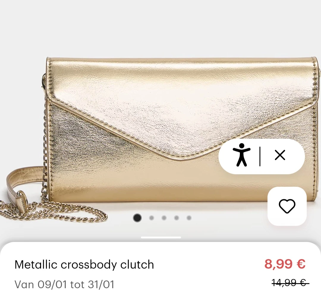 Crossbody clutch met metallic effect, lange ketting en klepsluiting. -40% op pullandbear.com