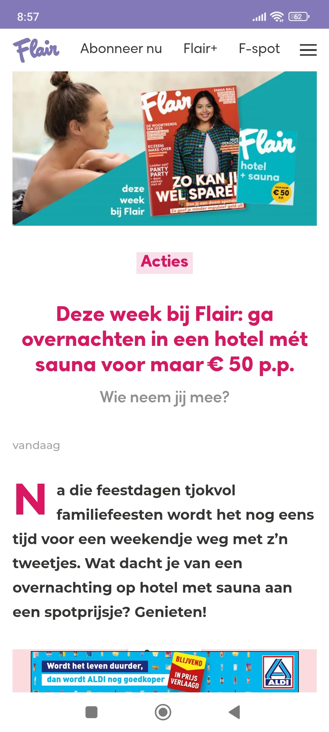 Hotelovernachting mét sauna voor € 50 p.p. dankzij Flair