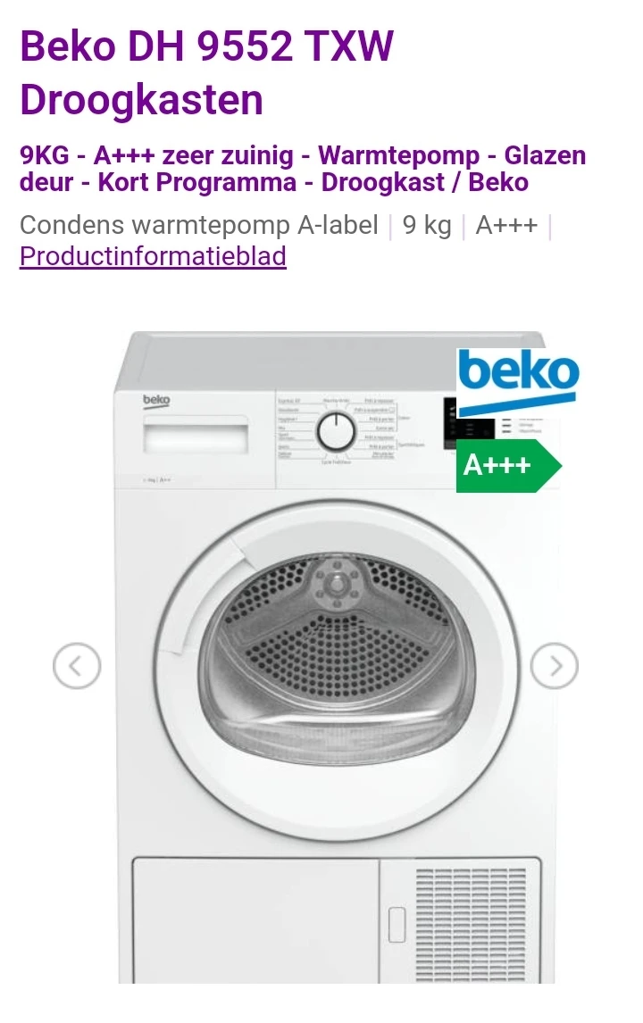 Beko DH9552TXW Droogkast