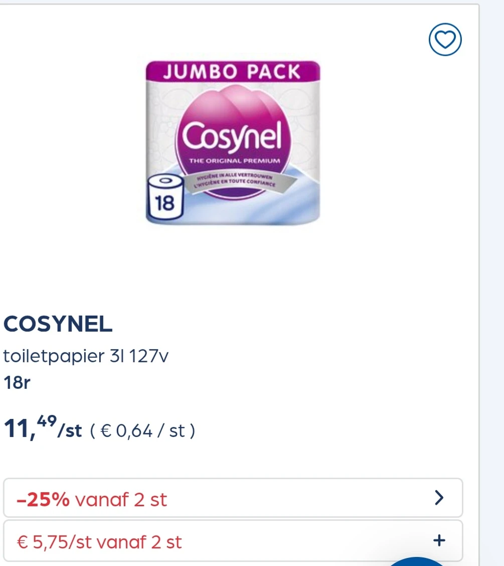 Collect&Go COSYNEL toiletpapier 3l 127v 18r