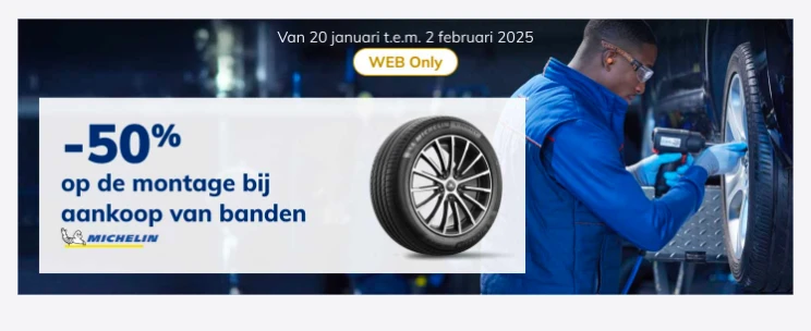 -50% op de montage bij aankoop van Michelin banden