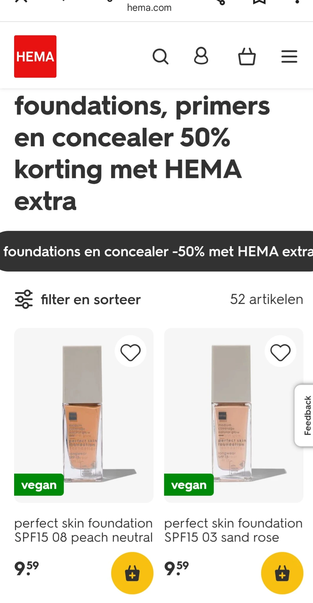 foundations, primers en concealer 50% korting met HEMA extra bij hema.com