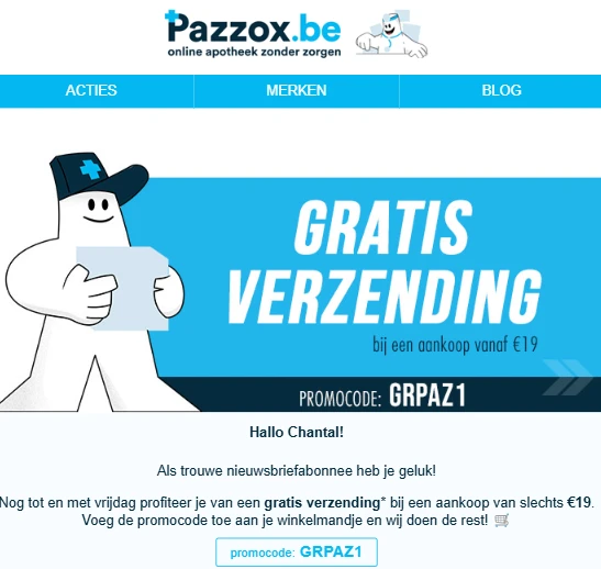 Gratis verzending pazzox