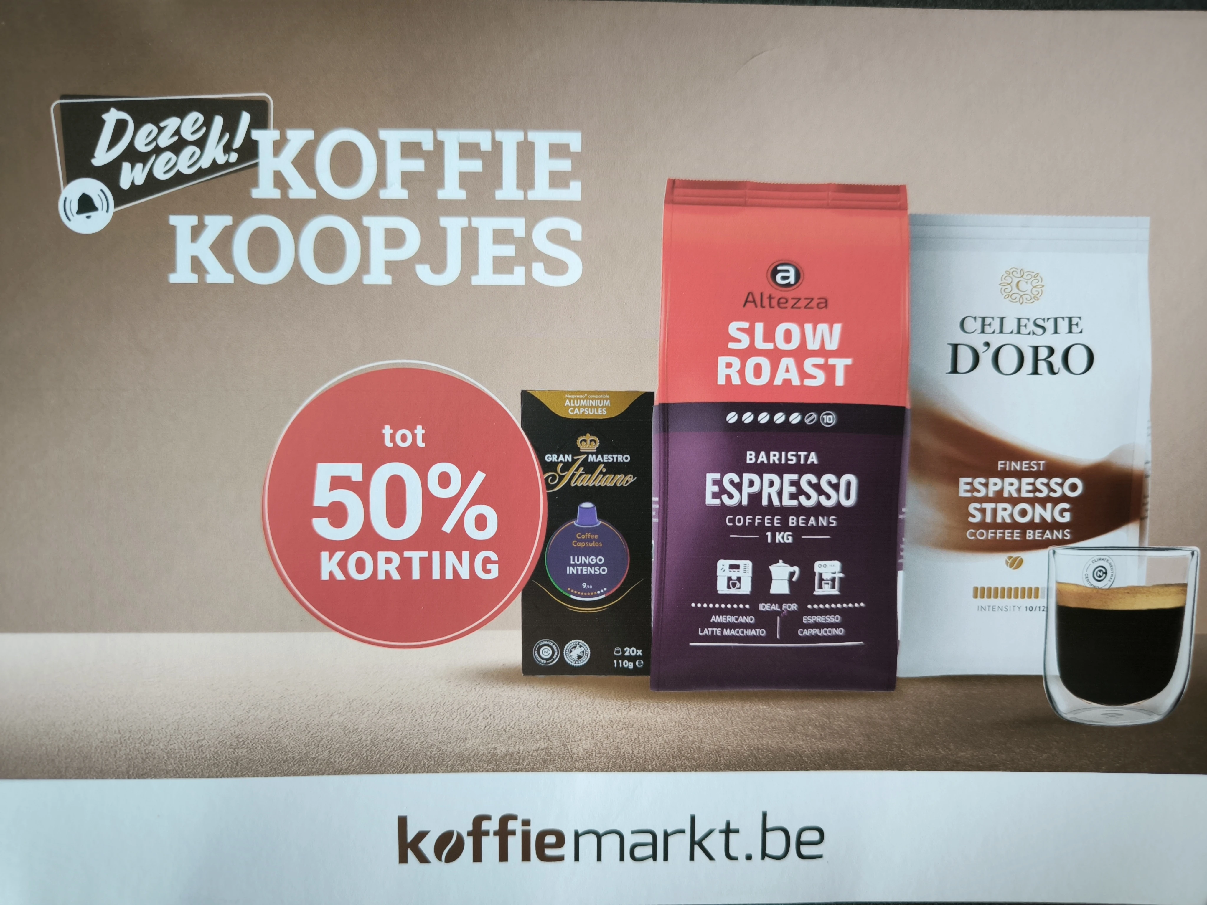 Tot 50% korting bij koffiemarkt