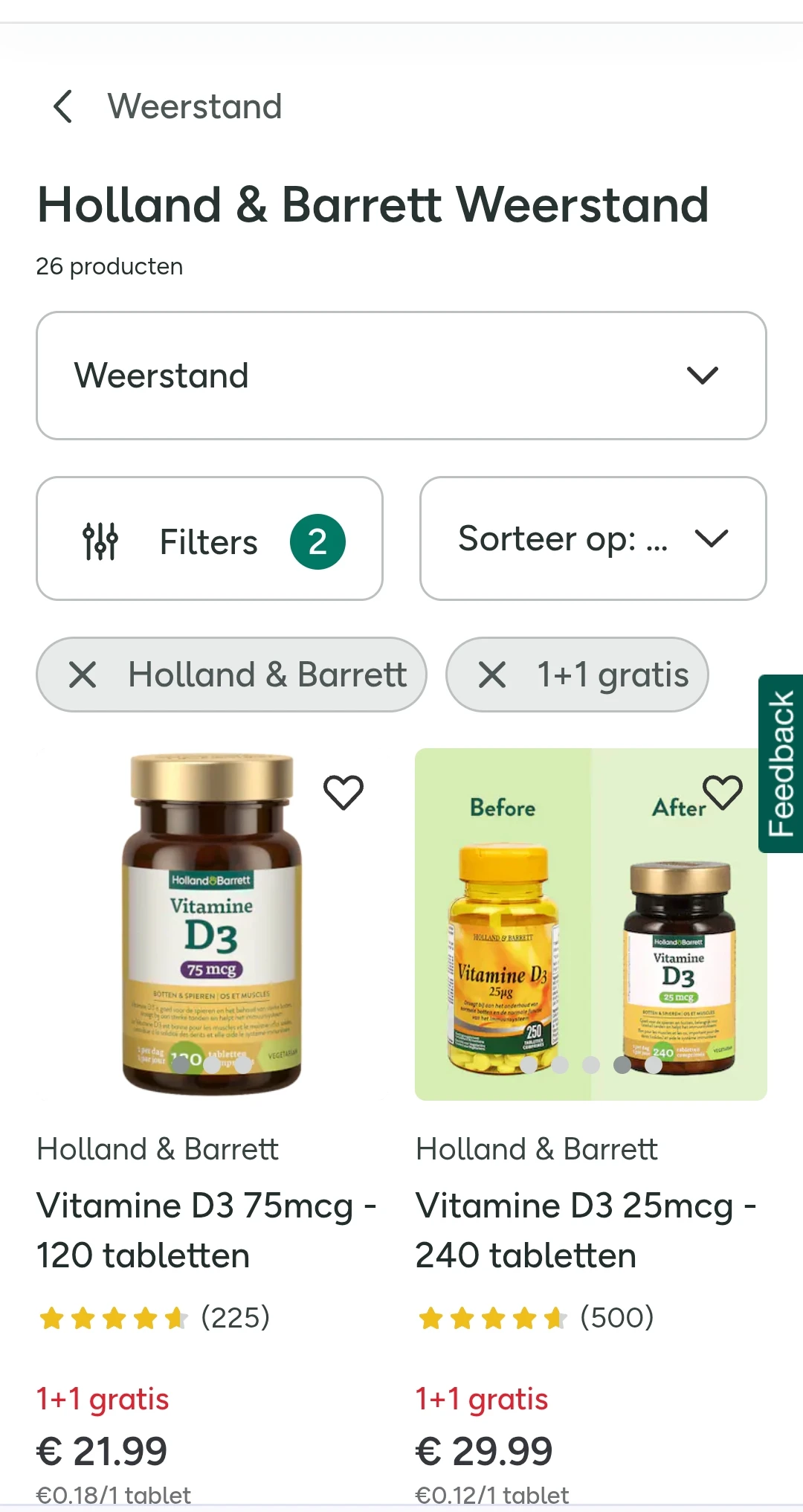 Holland and Barrett 1 + 1 vitamines