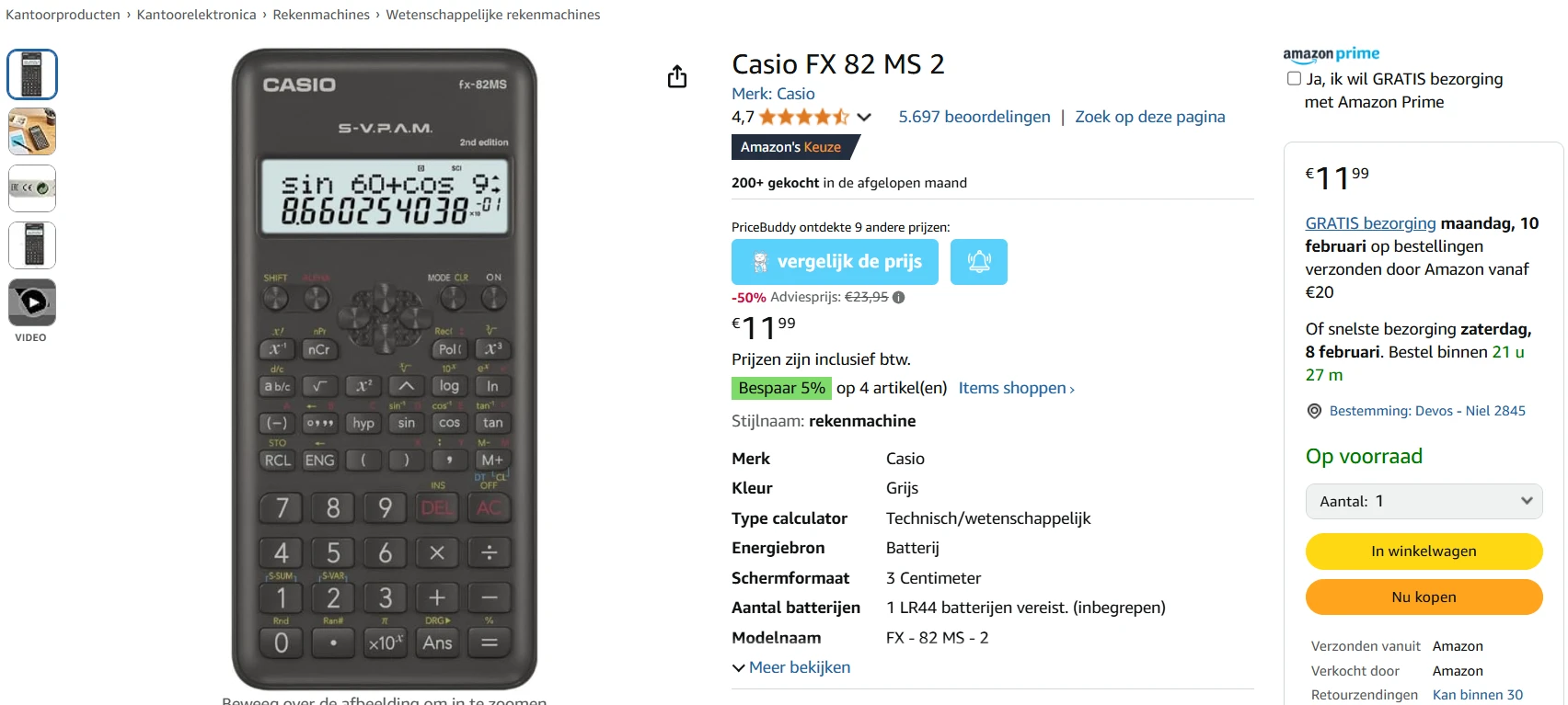 -50% Casio FX 82 MS 2 ➕