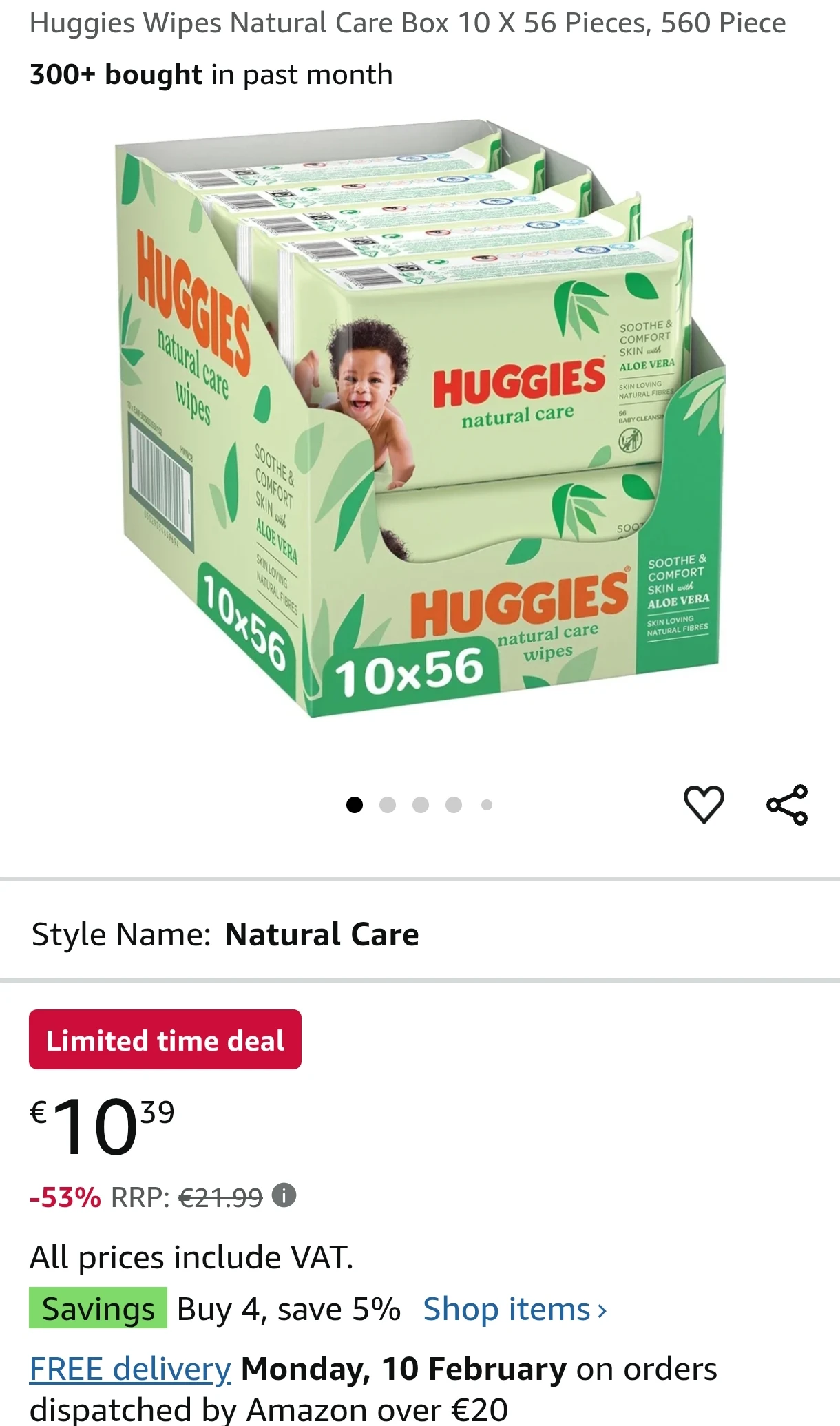 10×56 huggies natural wipes