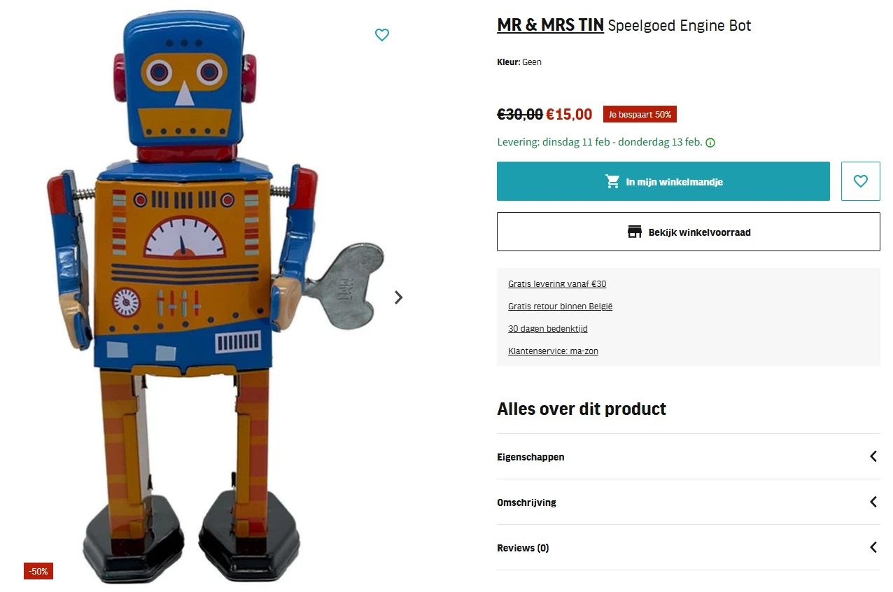 -50% speelgoed robot
