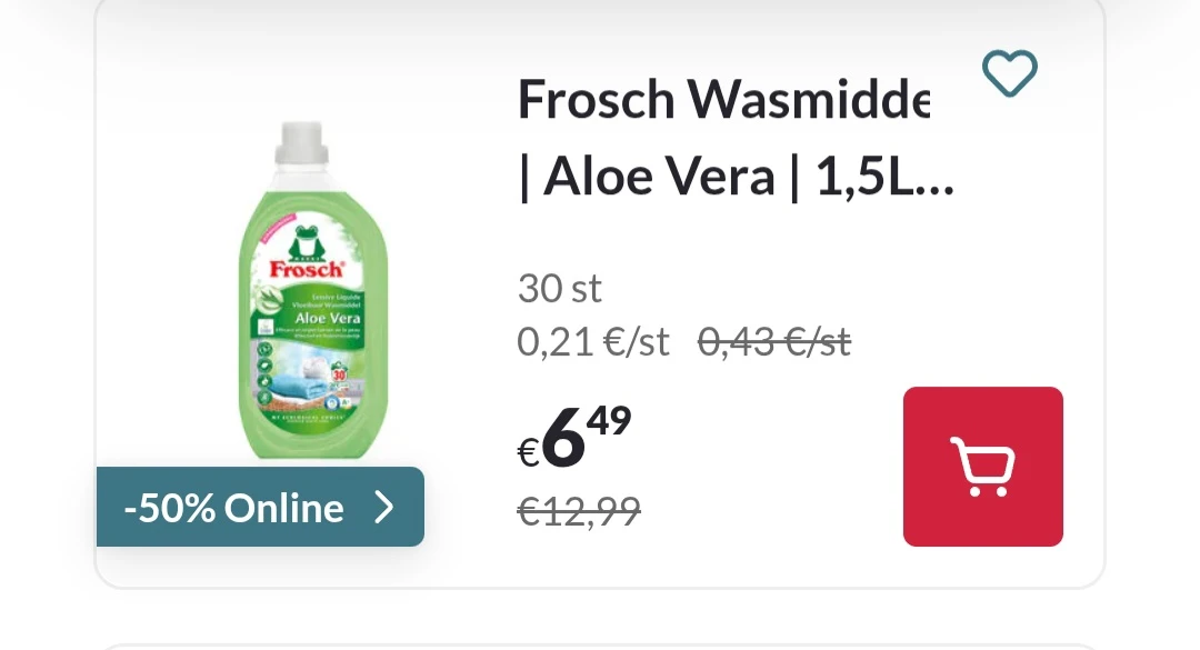Frosch | Wasmiddel | Aloe Vera | 1,5L | 30DS | Eco 30 st -50% Online Delhaize