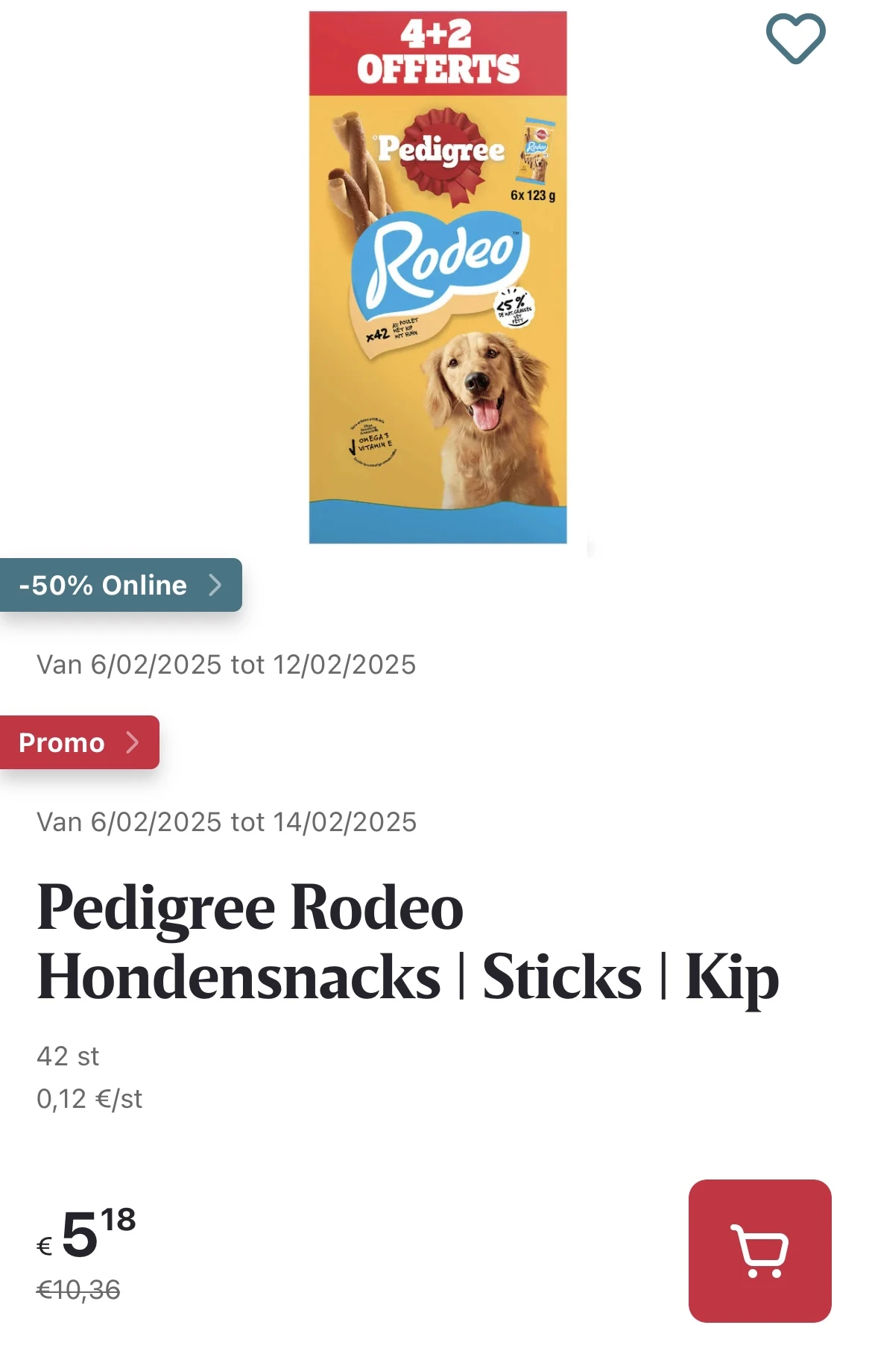 Pedigree rodeo hondensnacks sticks kip Delhaize online promo