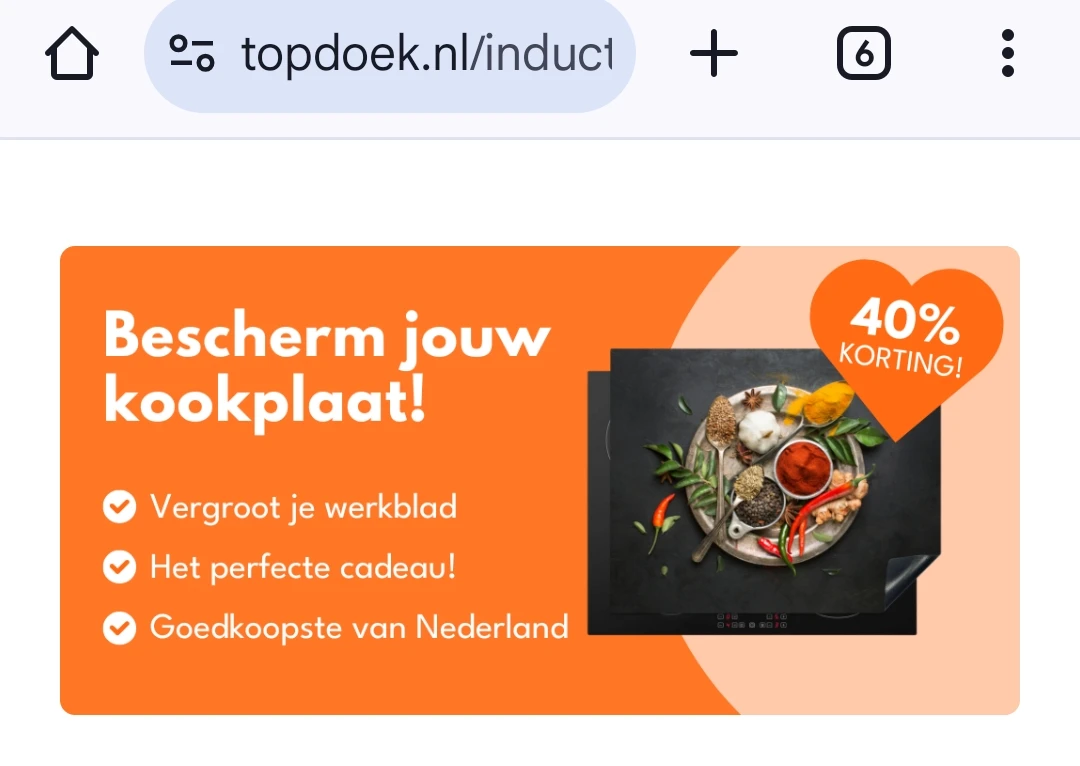 40% op kookplaatbescherming bij topdoek