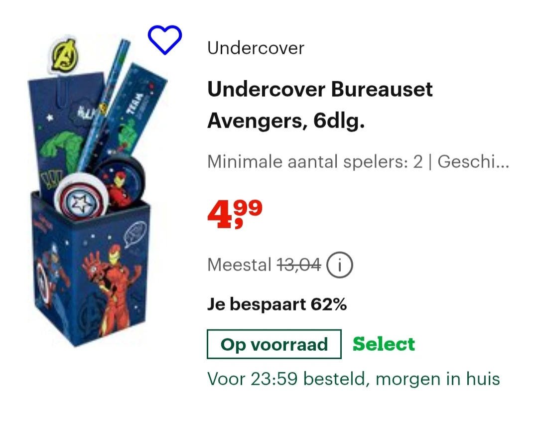 Undercover Bureauset Avengers, 6dlg -62% bij bol.com